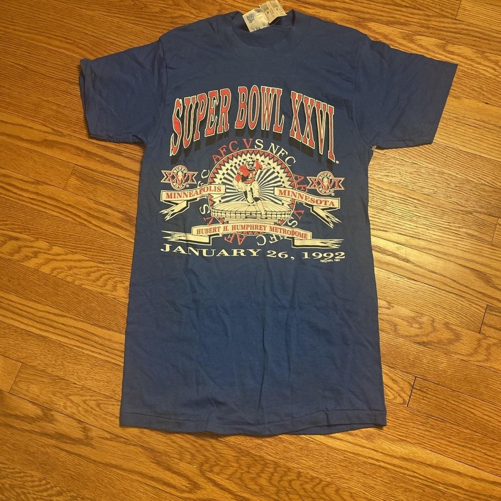 Vintage Super Bowl XXVI T-Shirt Dallas Cowboys Vs Buffalo Bills Small 1992